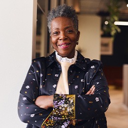 Senior woman smiling in office
