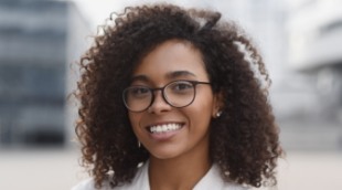 Young woman with glasses smiling