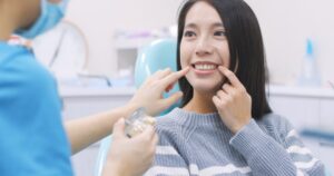 Woman at her cosmetic dentistry consultation